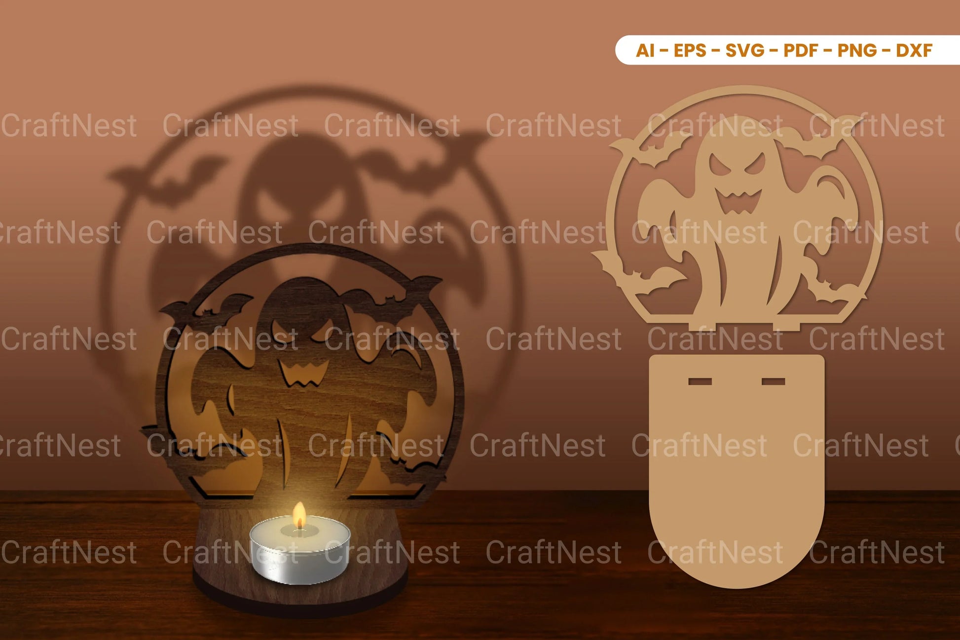 Halloween Tealight Candle Holder Laser Cut SVG Bundle - CraftNest - Digital Crafting and Art