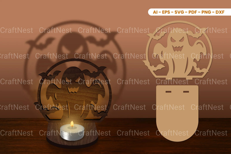 Halloween Tealight Candle Holder Laser Cut SVG Bundle - CraftNest - Digital Crafting and Art