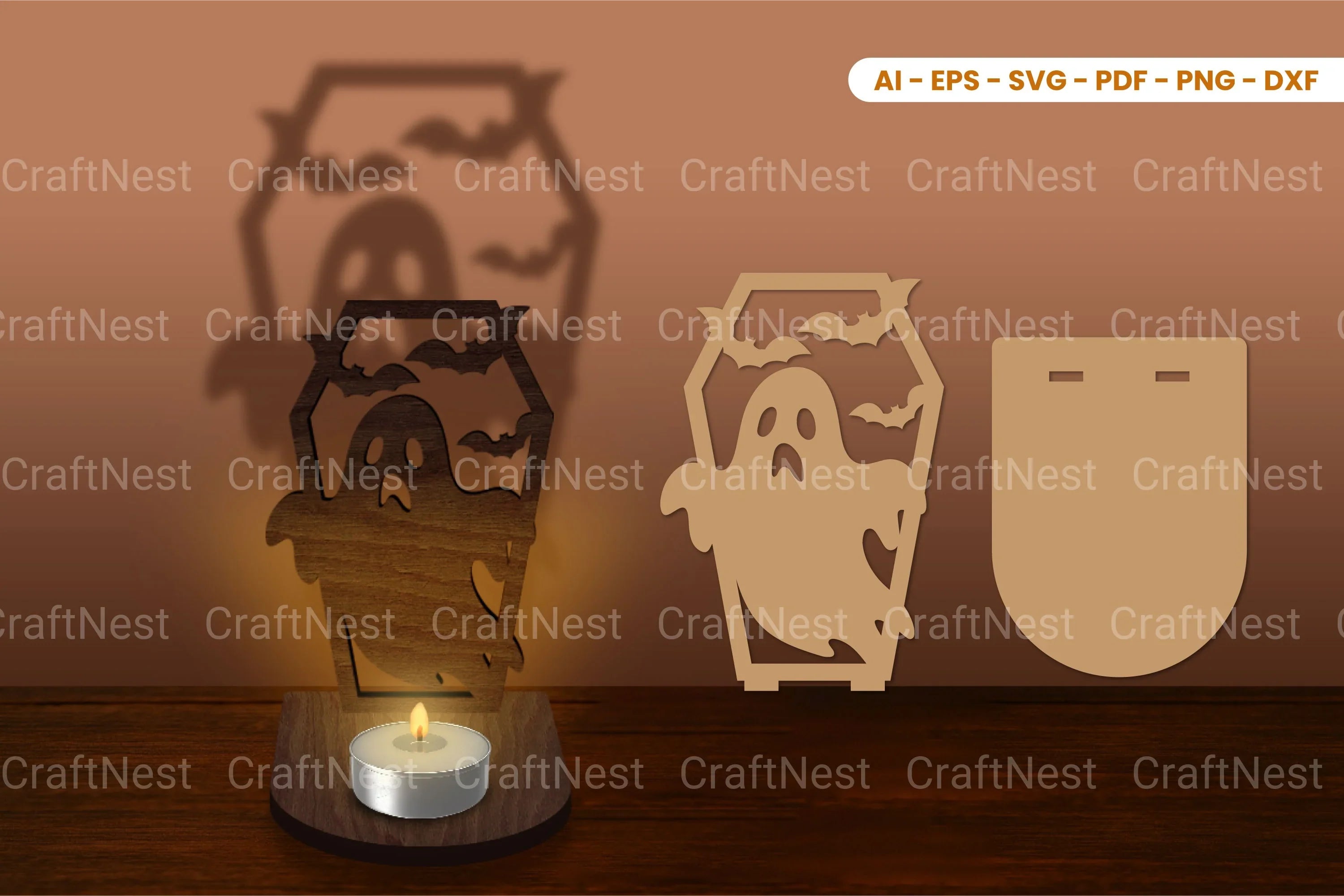 Halloween Tealight Candle Holder Laser Cut SVG Bundle - CraftNest - Digital Crafting and Art