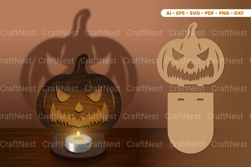 Halloween Tealight Candle Holder Laser Cut SVG Bundle - CraftNest - Digital Crafting and Art