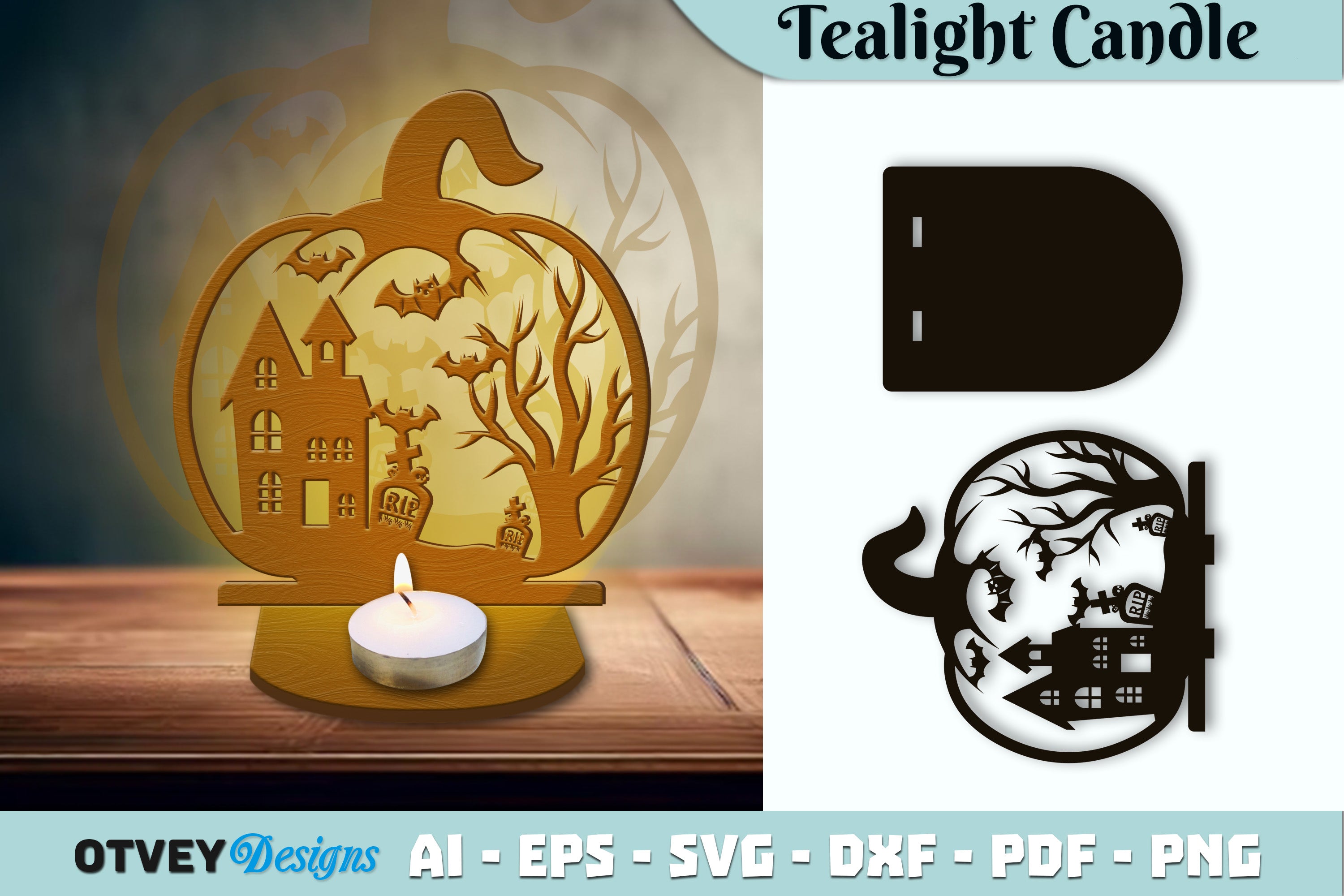 Halloween Tealight Candle Holder SVG Bundle