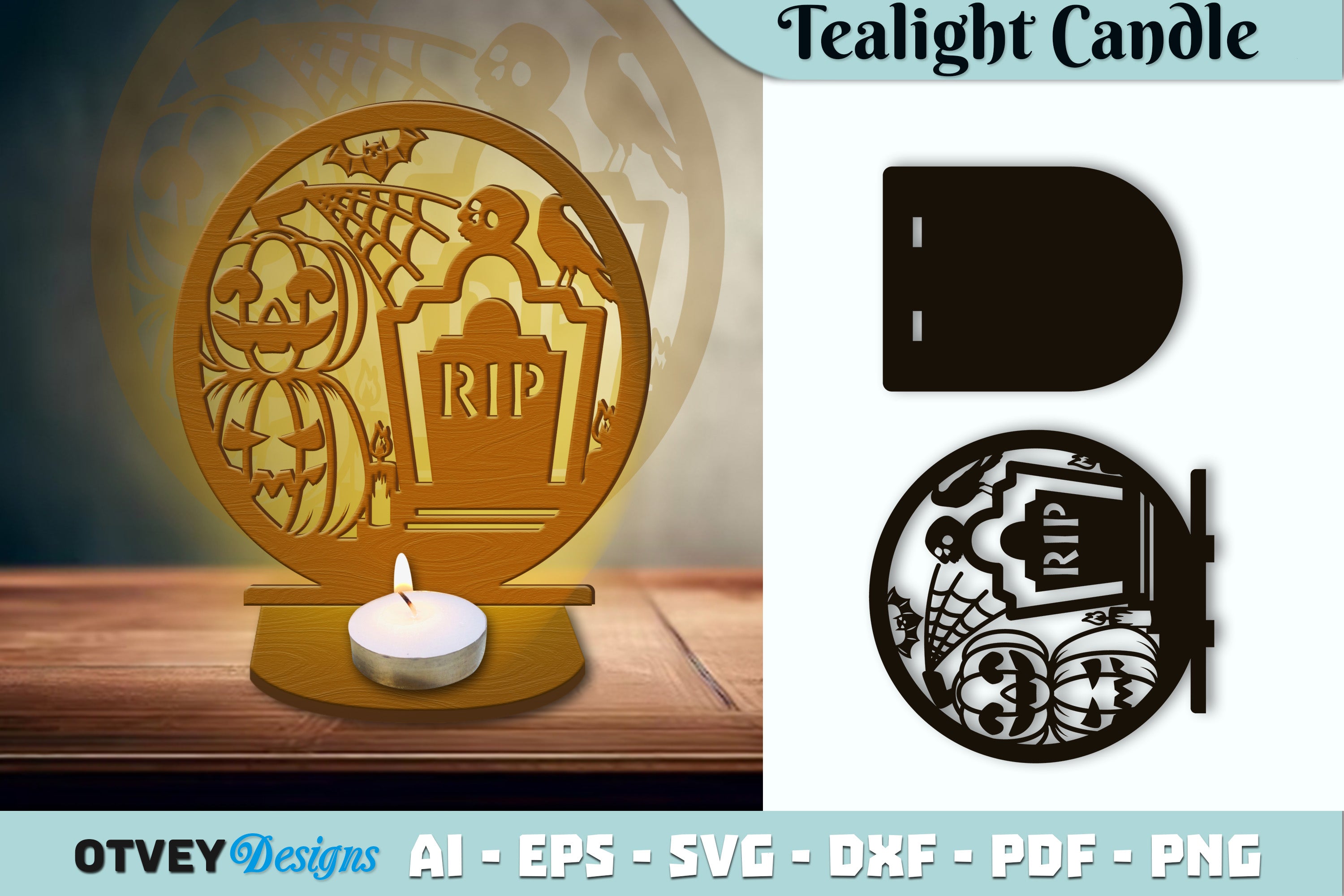 Halloween Tealight Candle Holder SVG Bundle