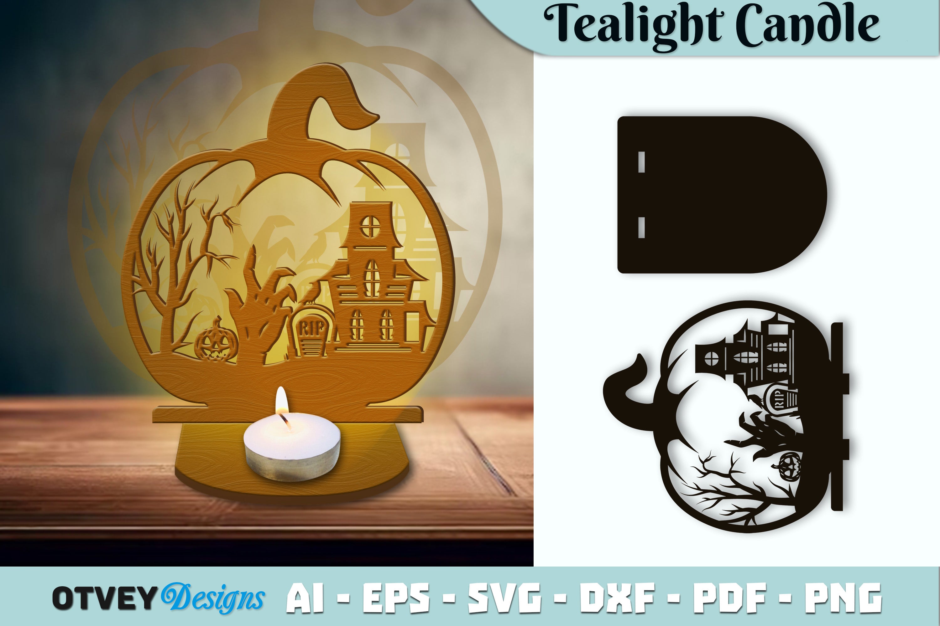 Halloween Tealight Candle Holder SVG Bundle