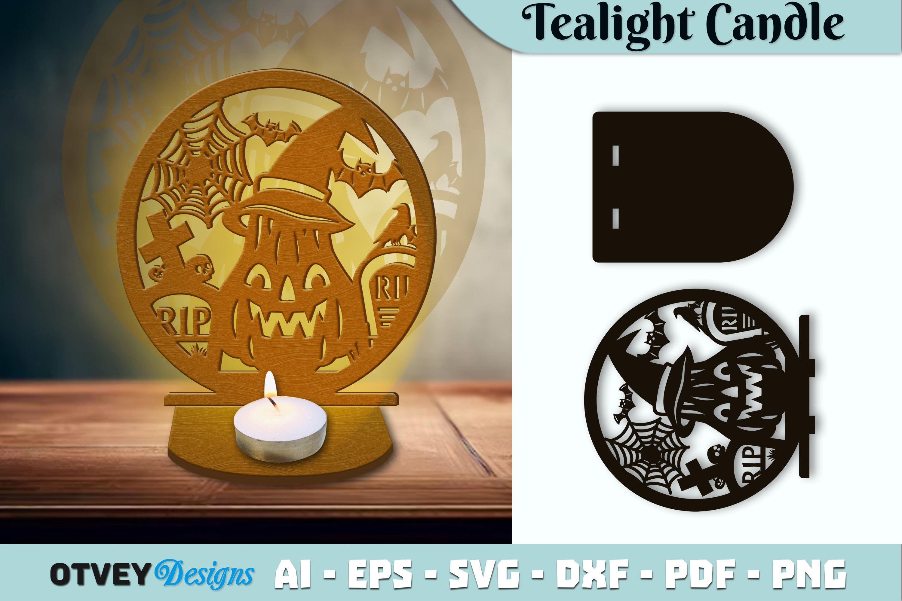 Halloween Tealight Candle Holder SVG Bundle