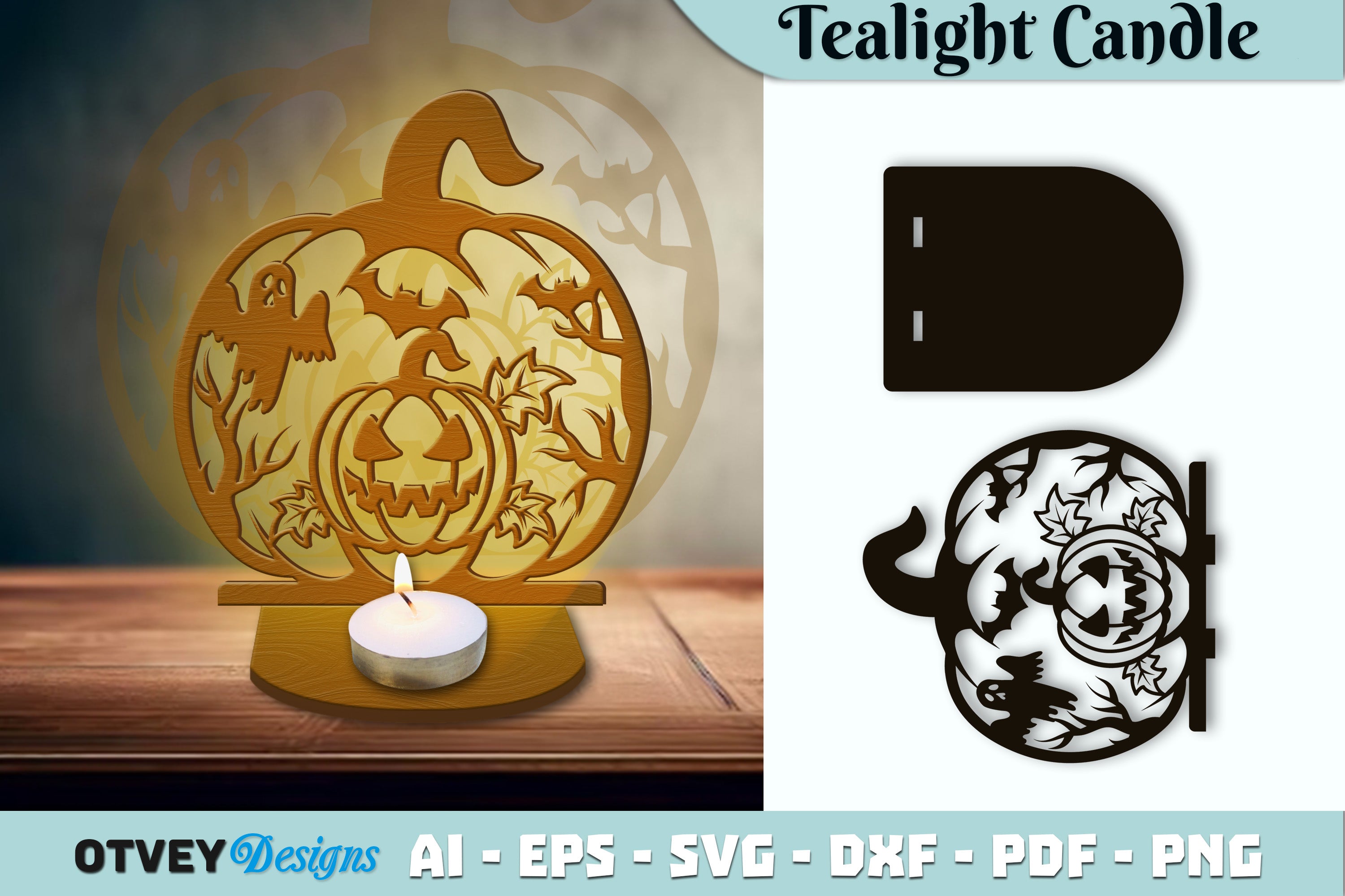 Halloween Tealight Candle Holder SVG Bundle