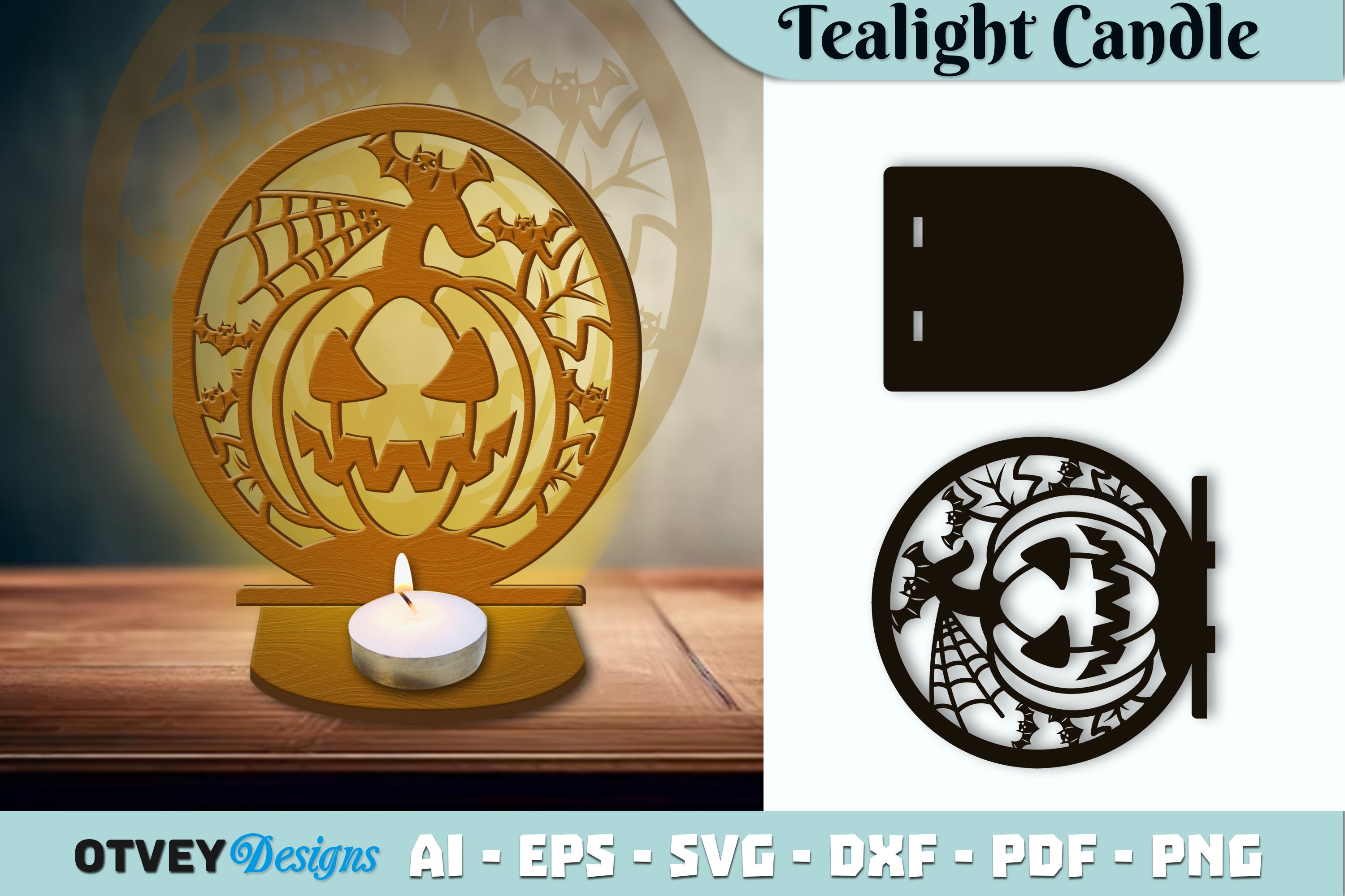 Halloween Tealight Candle Holder SVG Bundle
