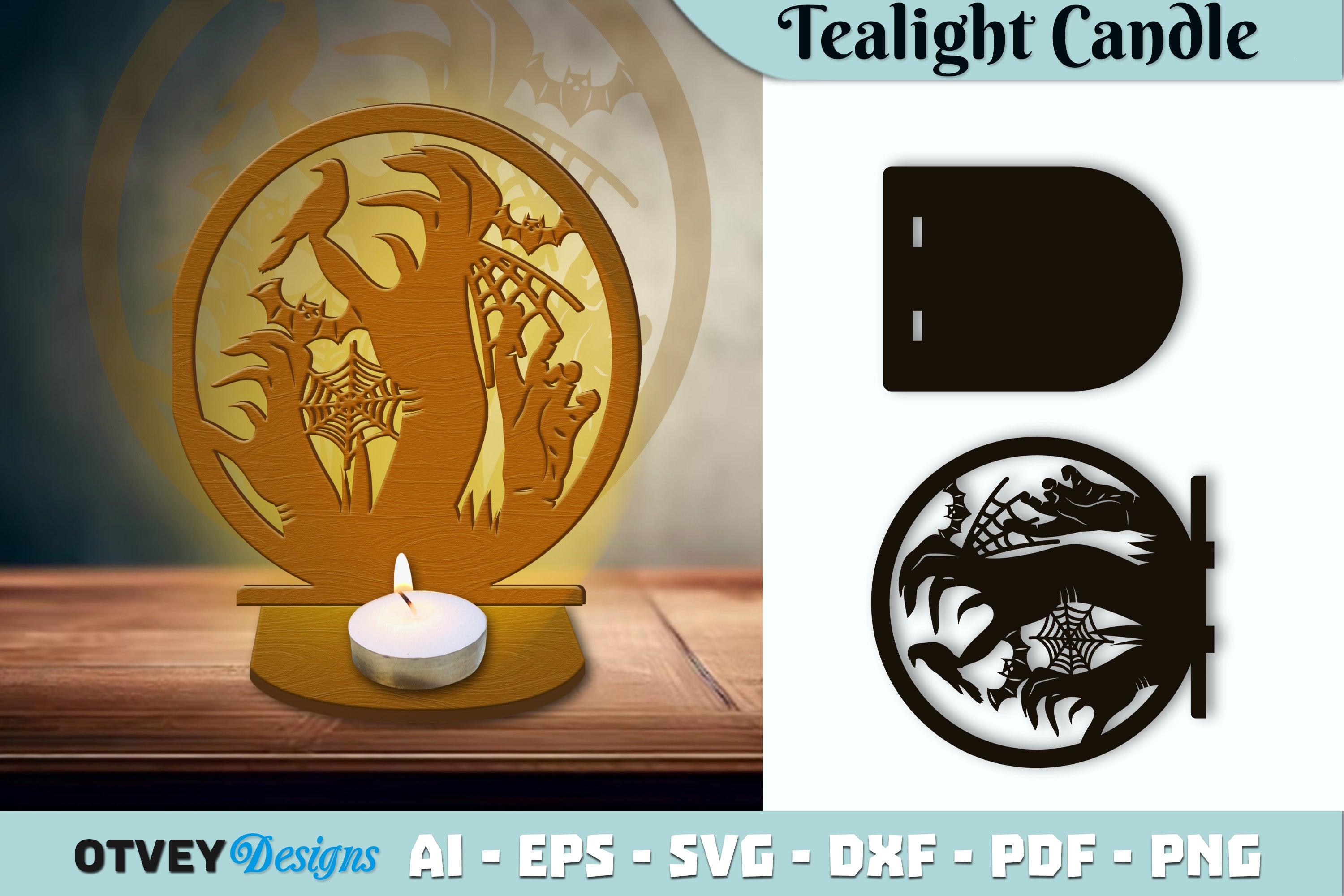 Halloween Tealight Candle Holder SVG Bundle