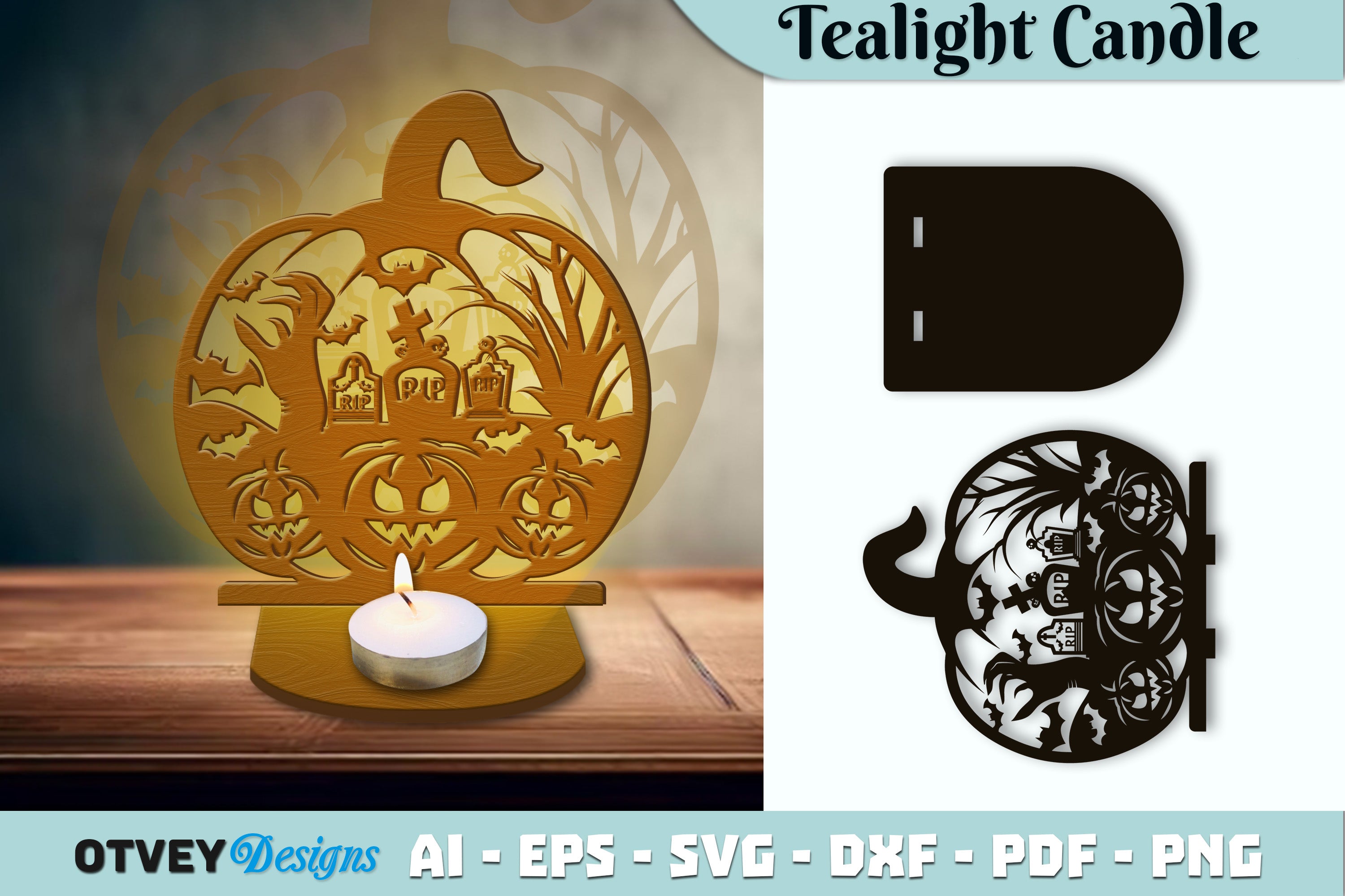 Halloween Tealight Candle Holder SVG Bundle