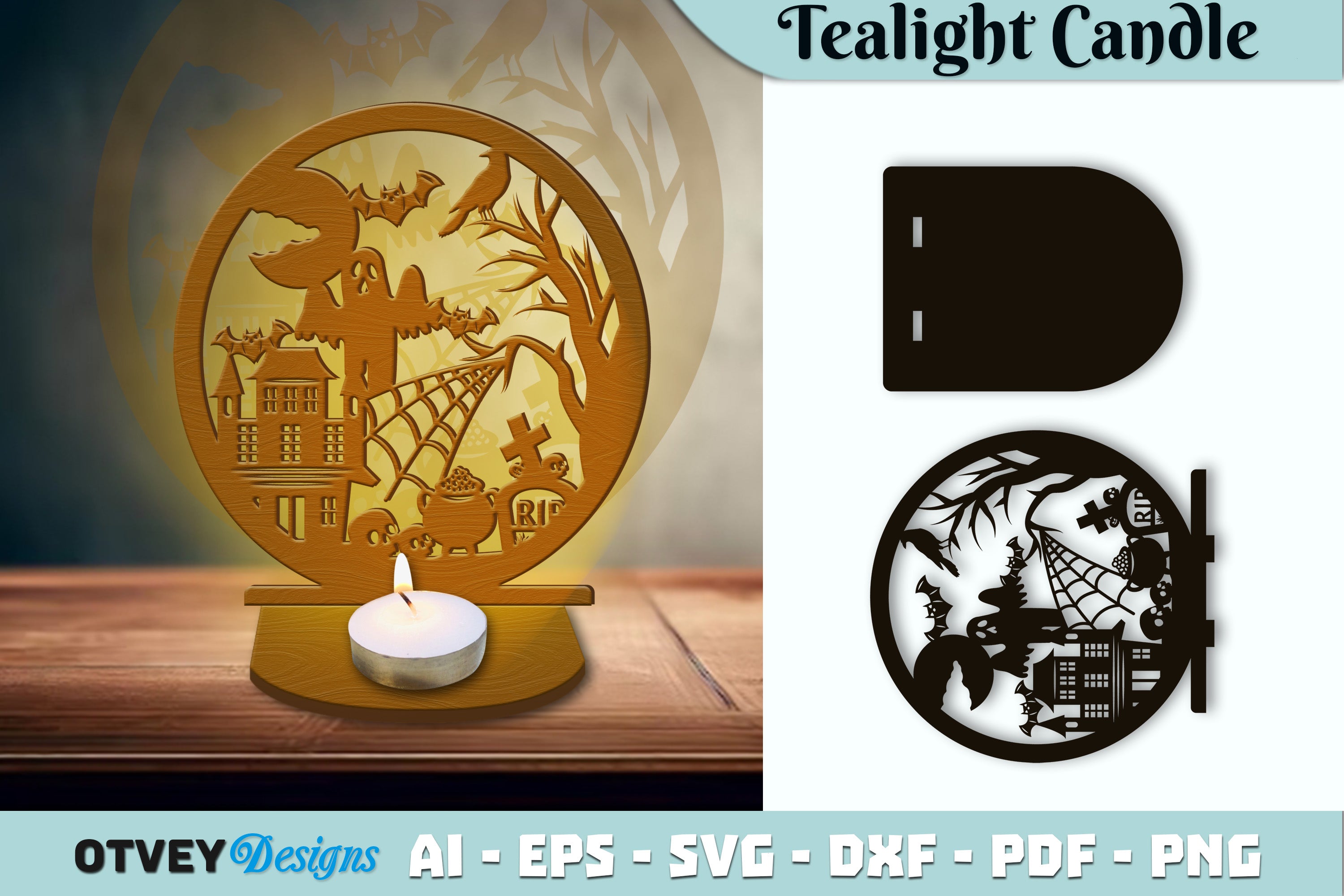 Halloween Tealight Candle Holder SVG Bundle