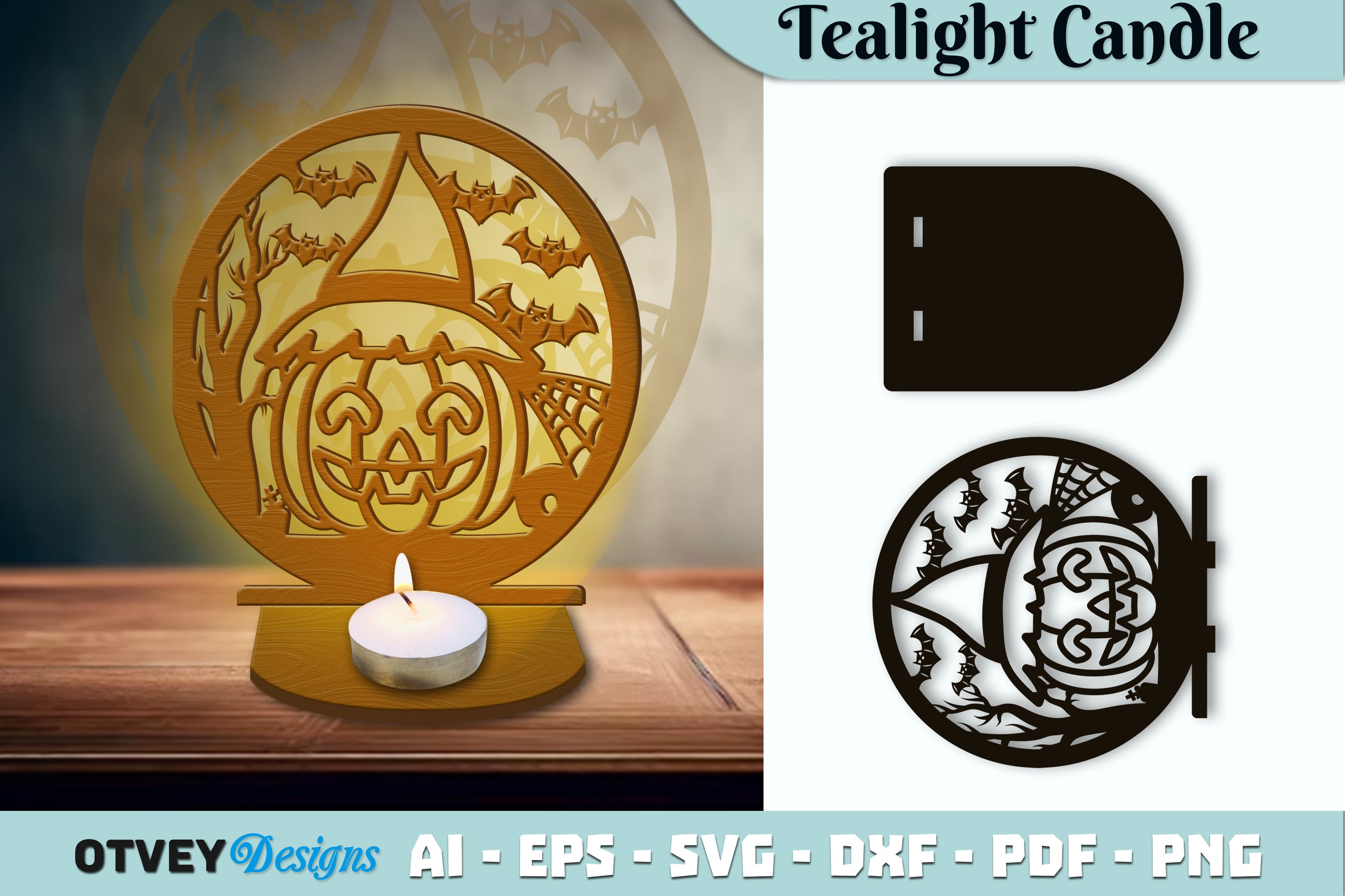 Halloween Tealight Candle Holder SVG Bundle