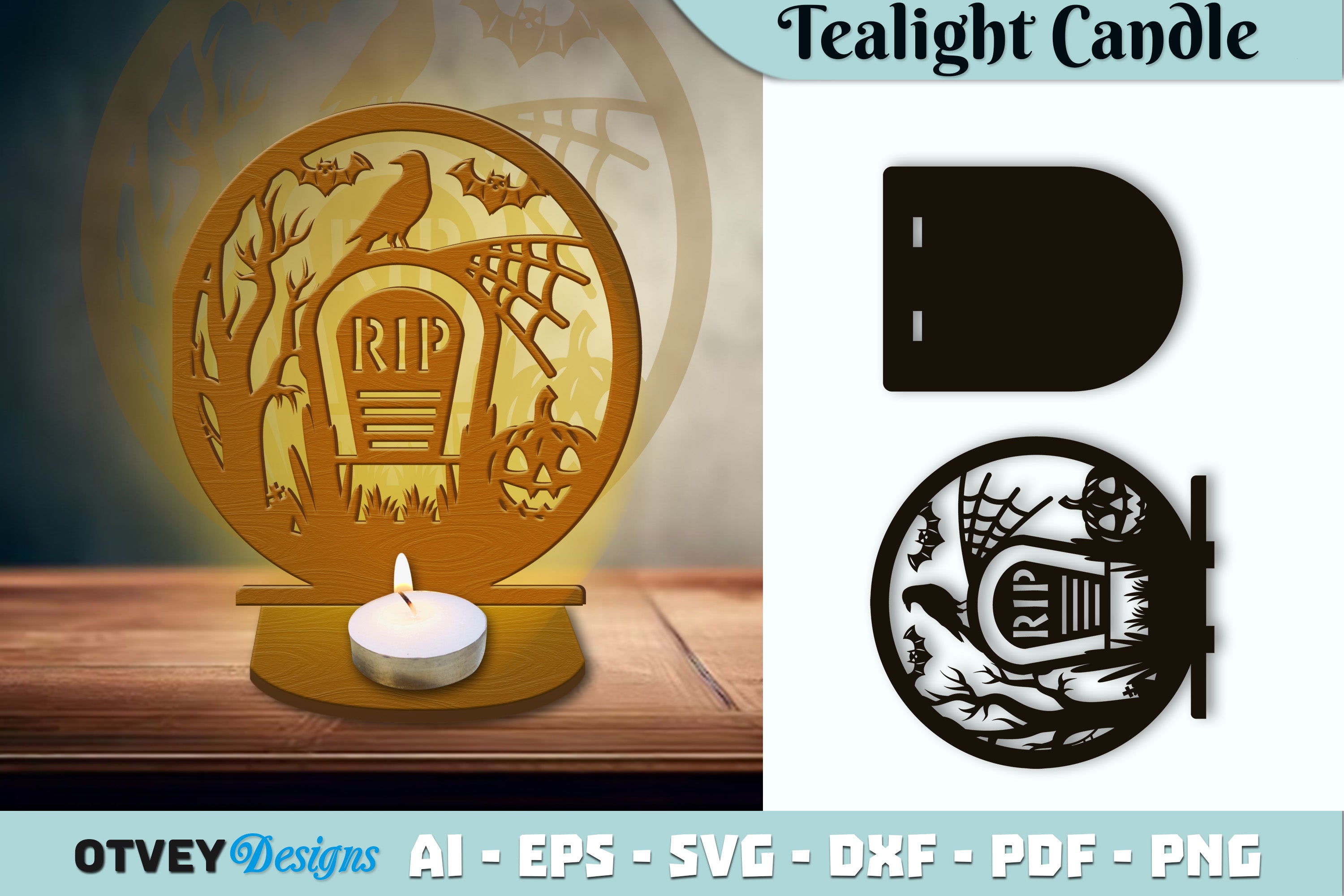 Halloween Tealight Candle Holder SVG Bundle