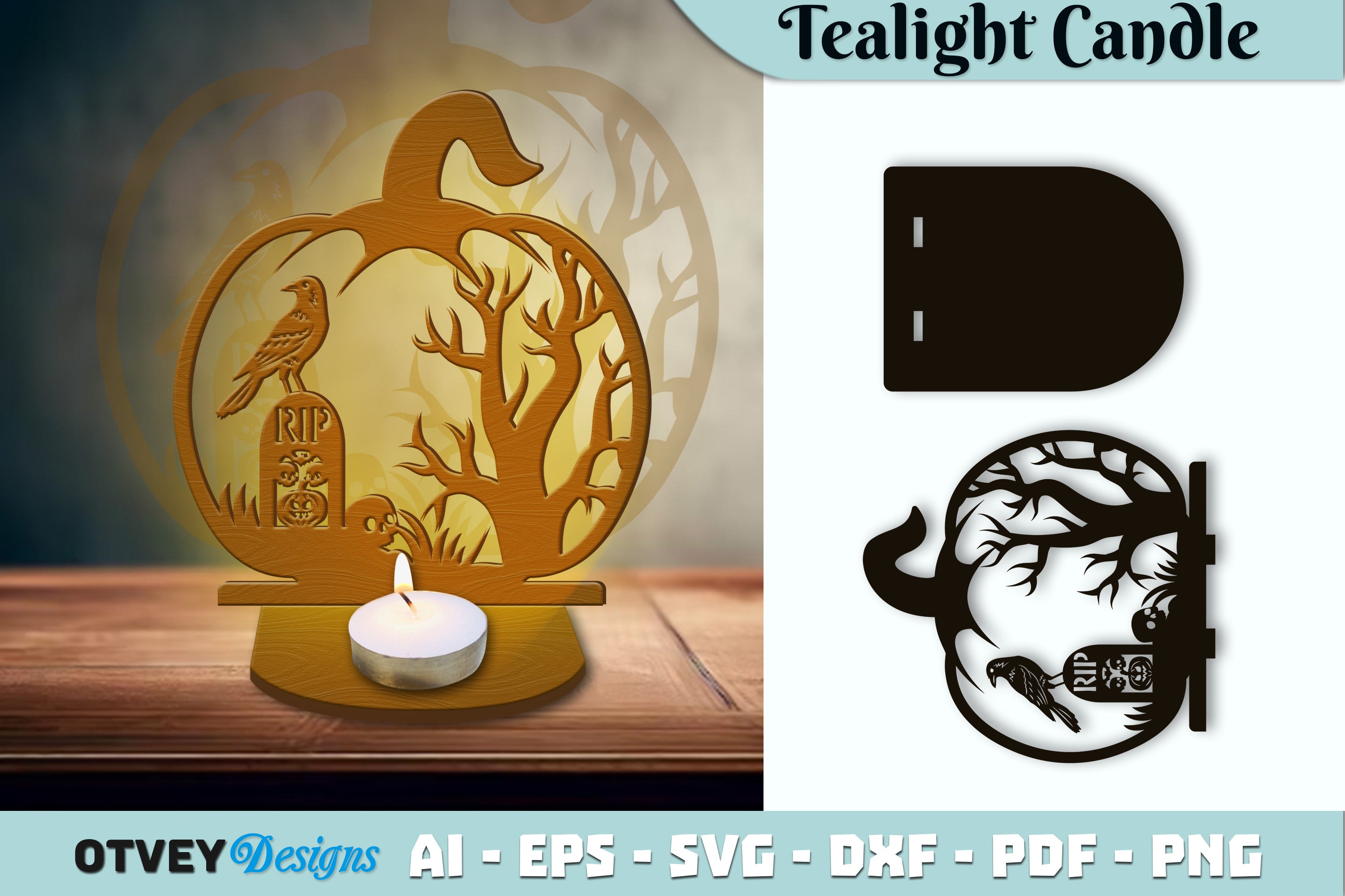Halloween Tealight Candle Holder SVG Bundle