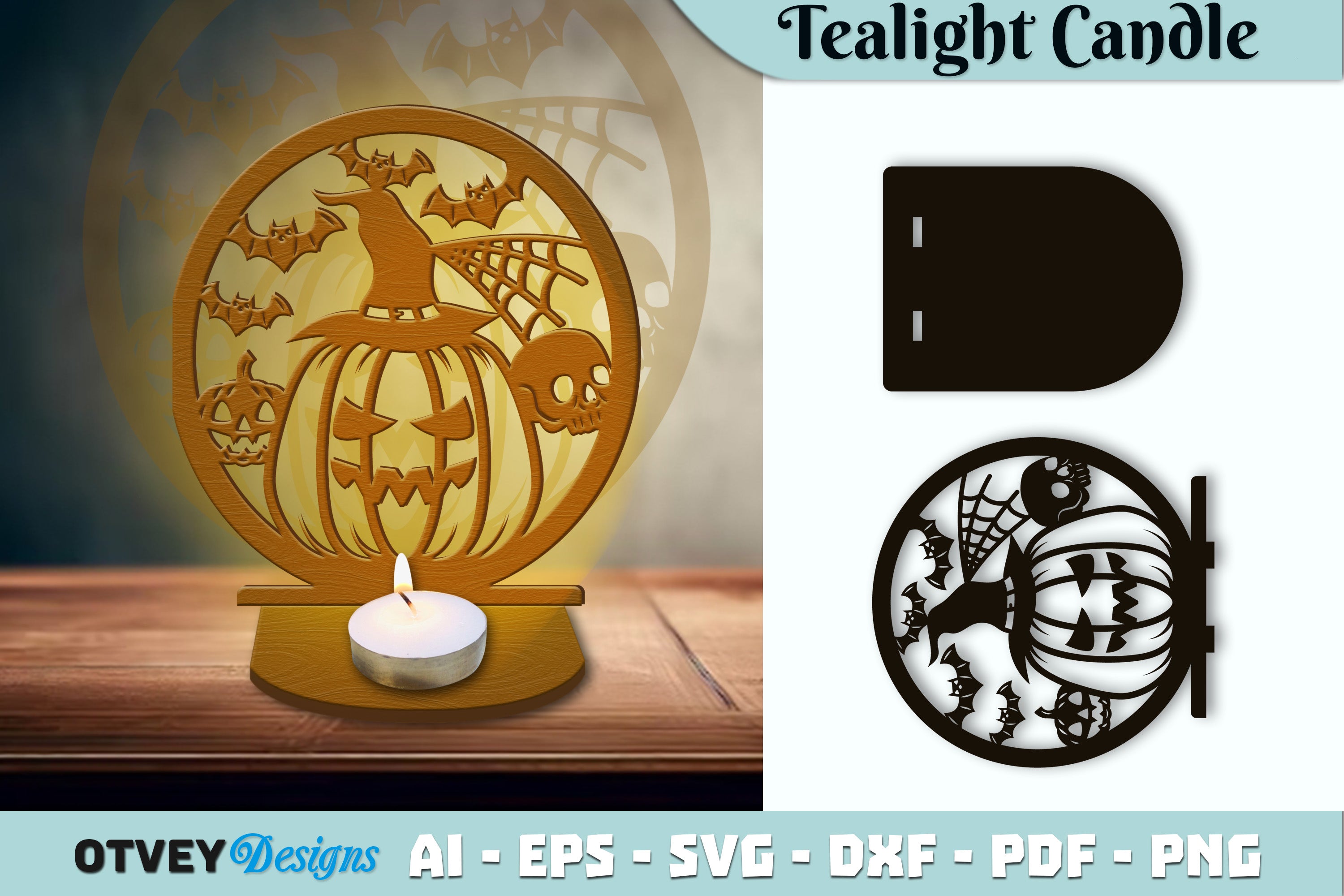 Halloween Tealight Candle Holder SVG Bundle