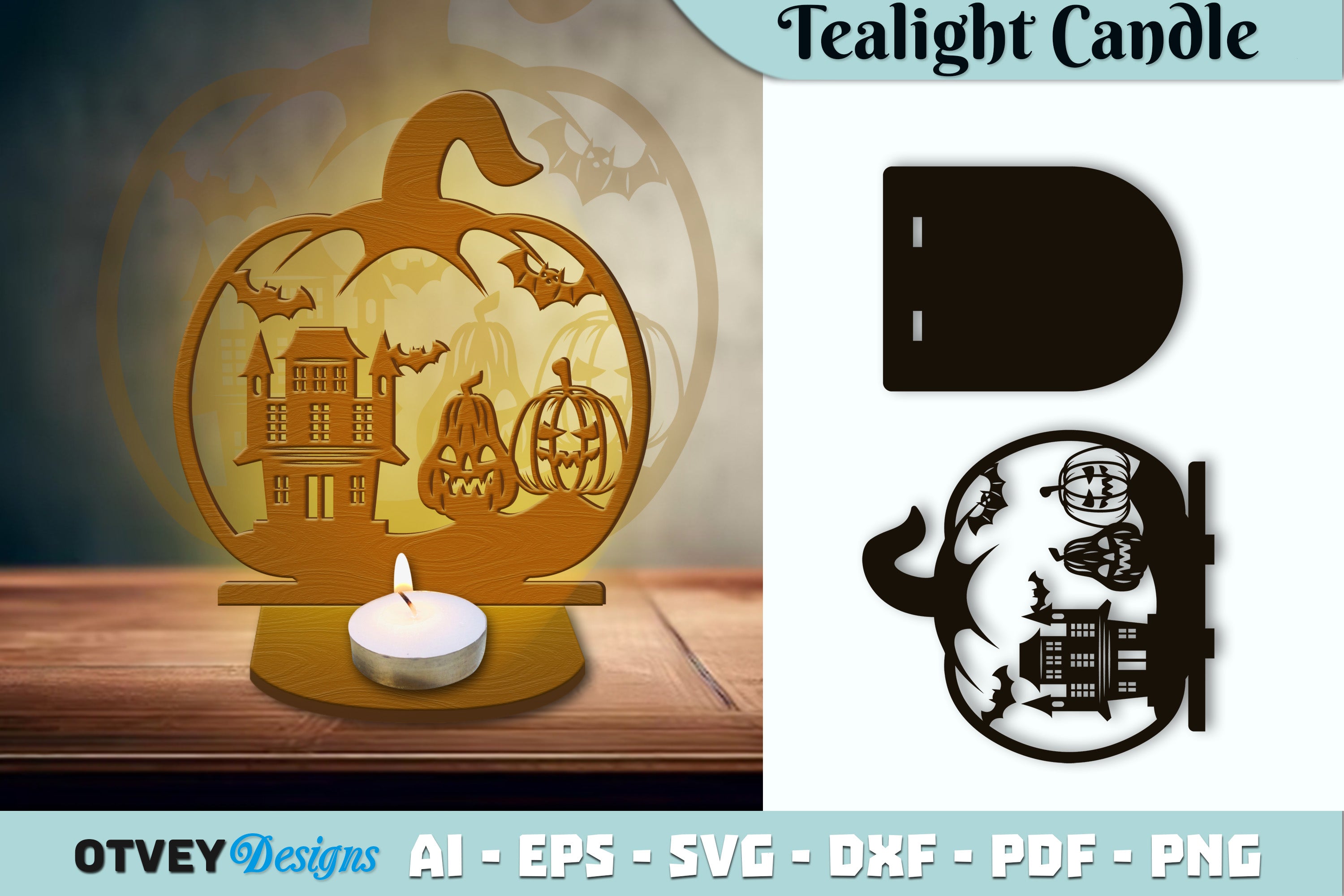 Halloween Tealight Candle Holder SVG Bundle