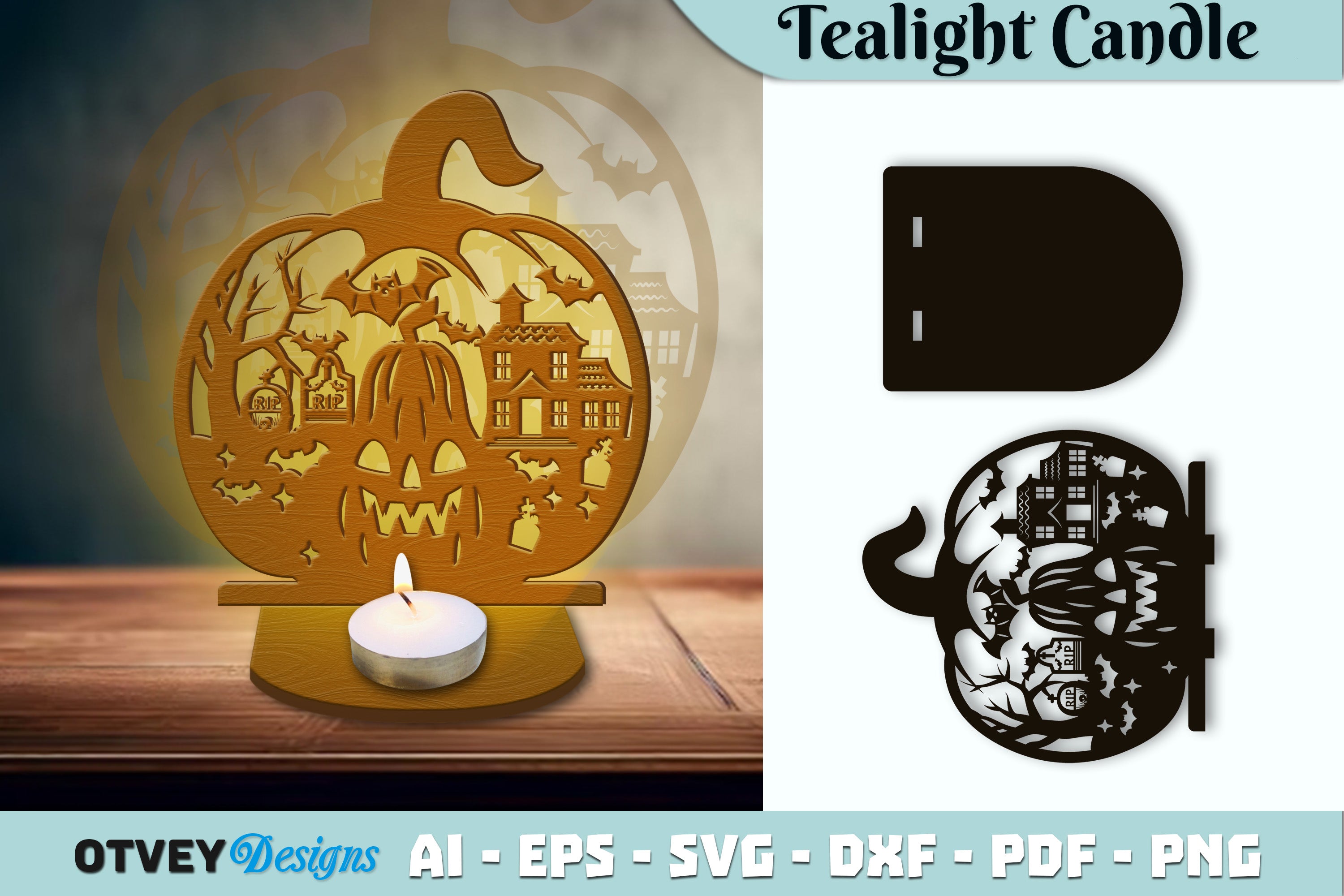 Halloween Tealight Candle Holder SVG Bundle