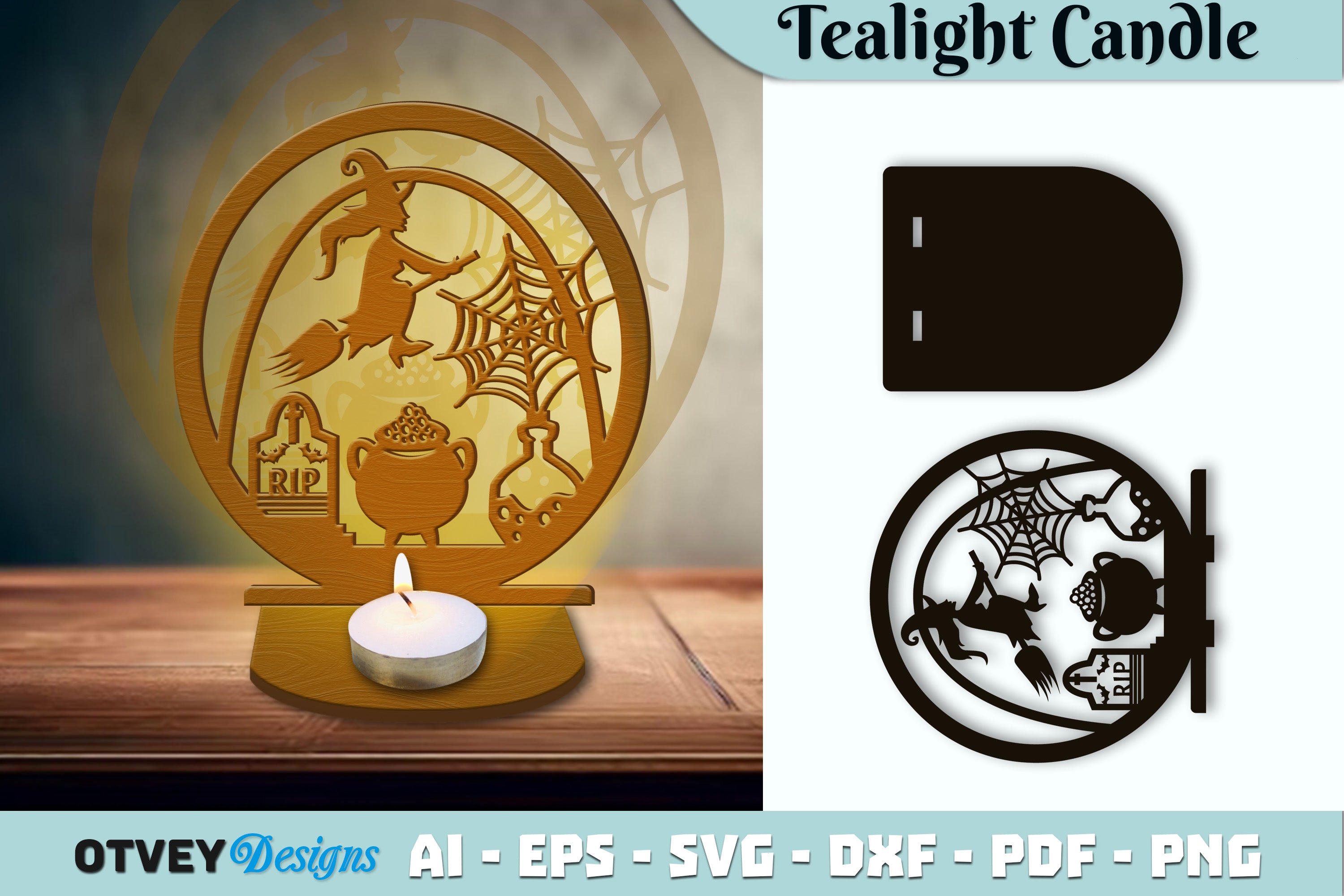 Halloween Tealight Candle Holder SVG Bundle