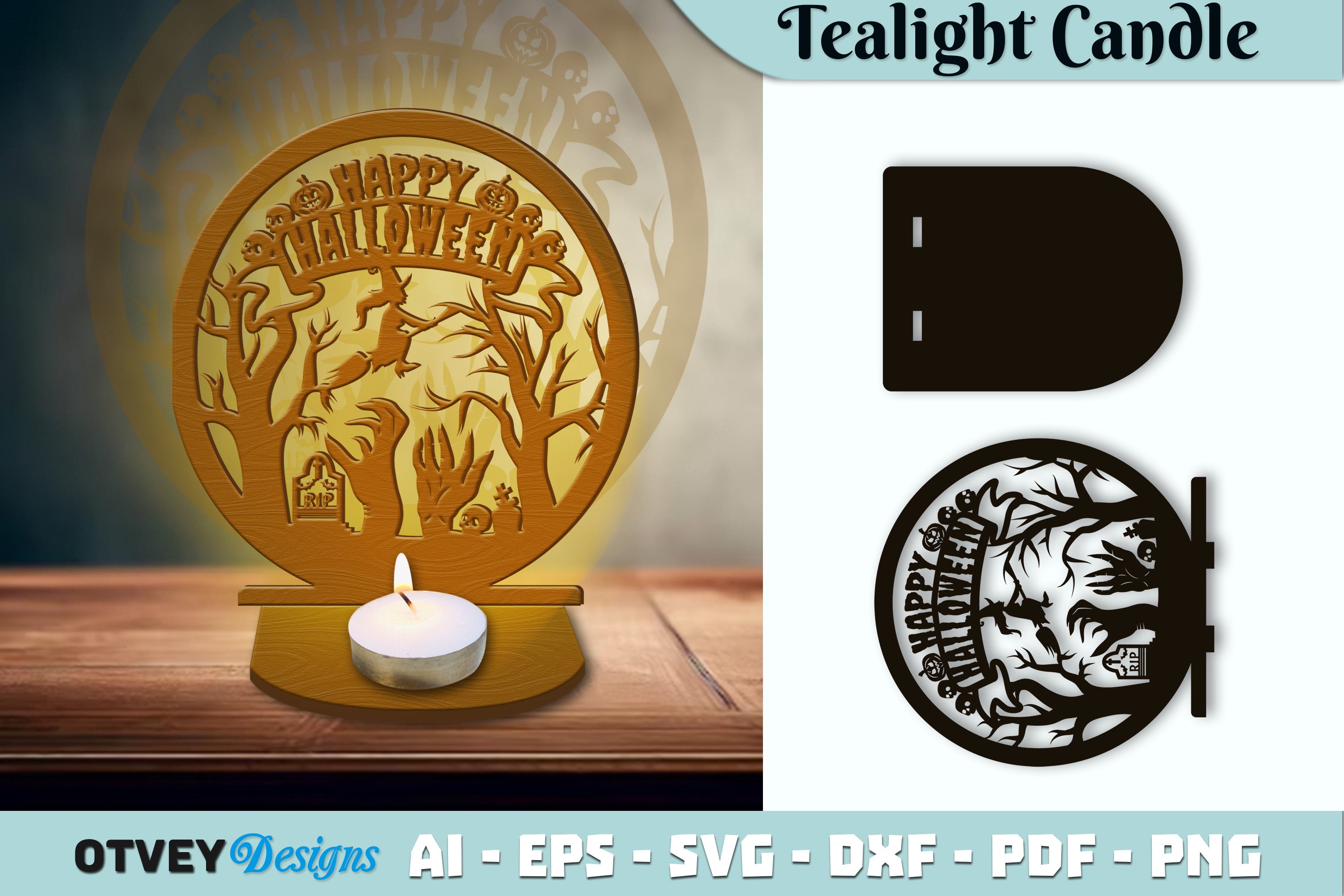 Halloween Tealight Candle Holder SVG Bundle