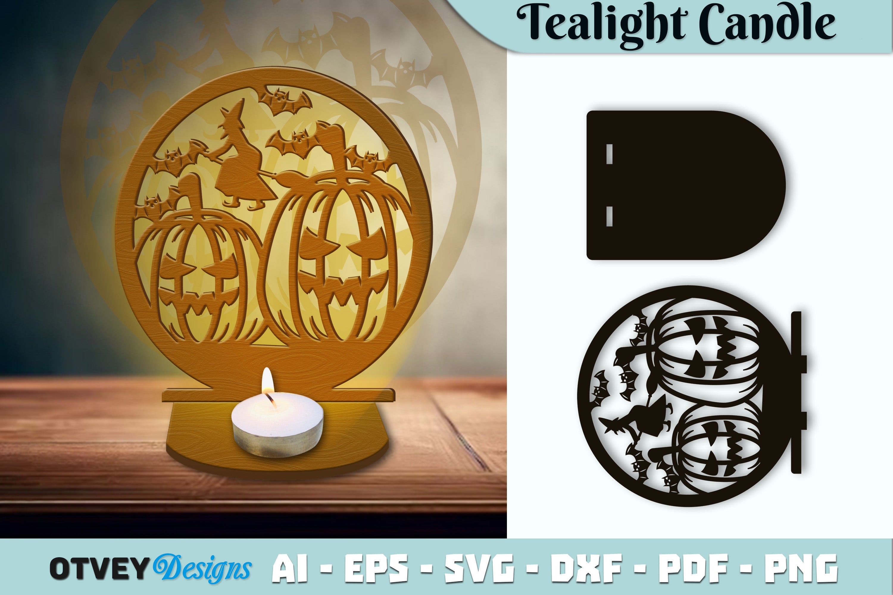 Halloween Tealight Candle Holder SVG Bundle