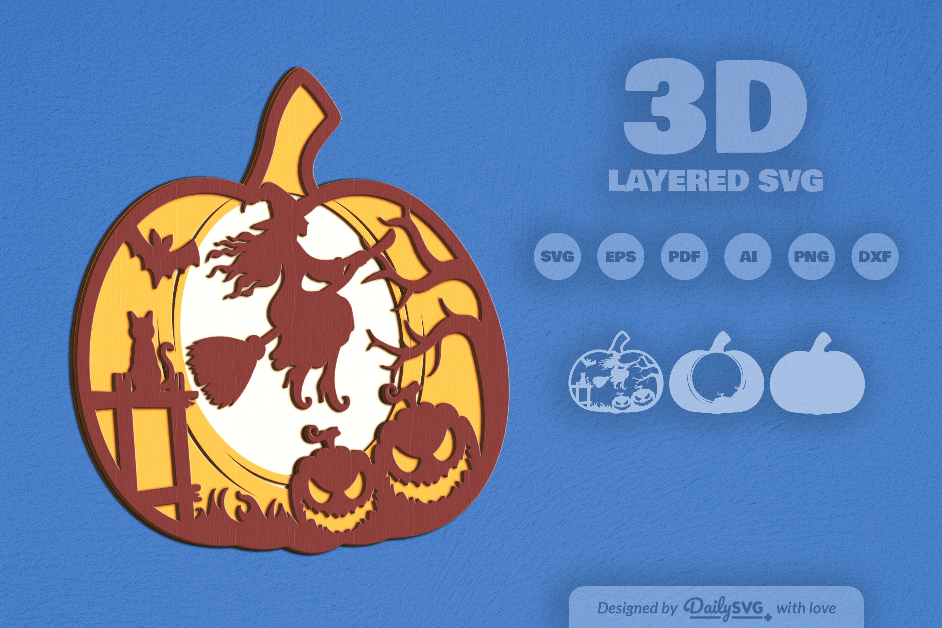 Halloween Witch Pumpkin Laser Cut SVG Bundle