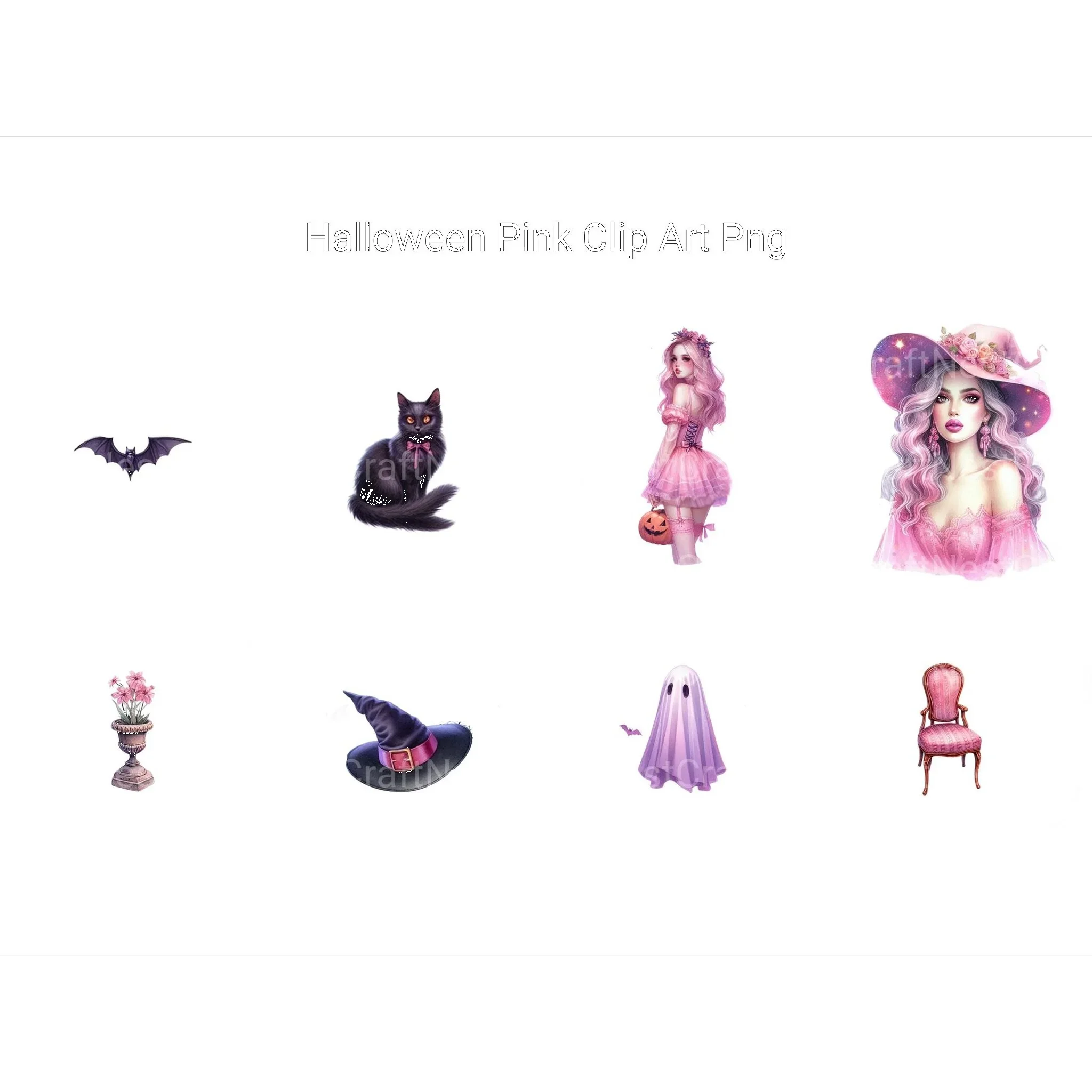 Pink Halloween Clipart - CraftNest - Digital Crafting and Art
