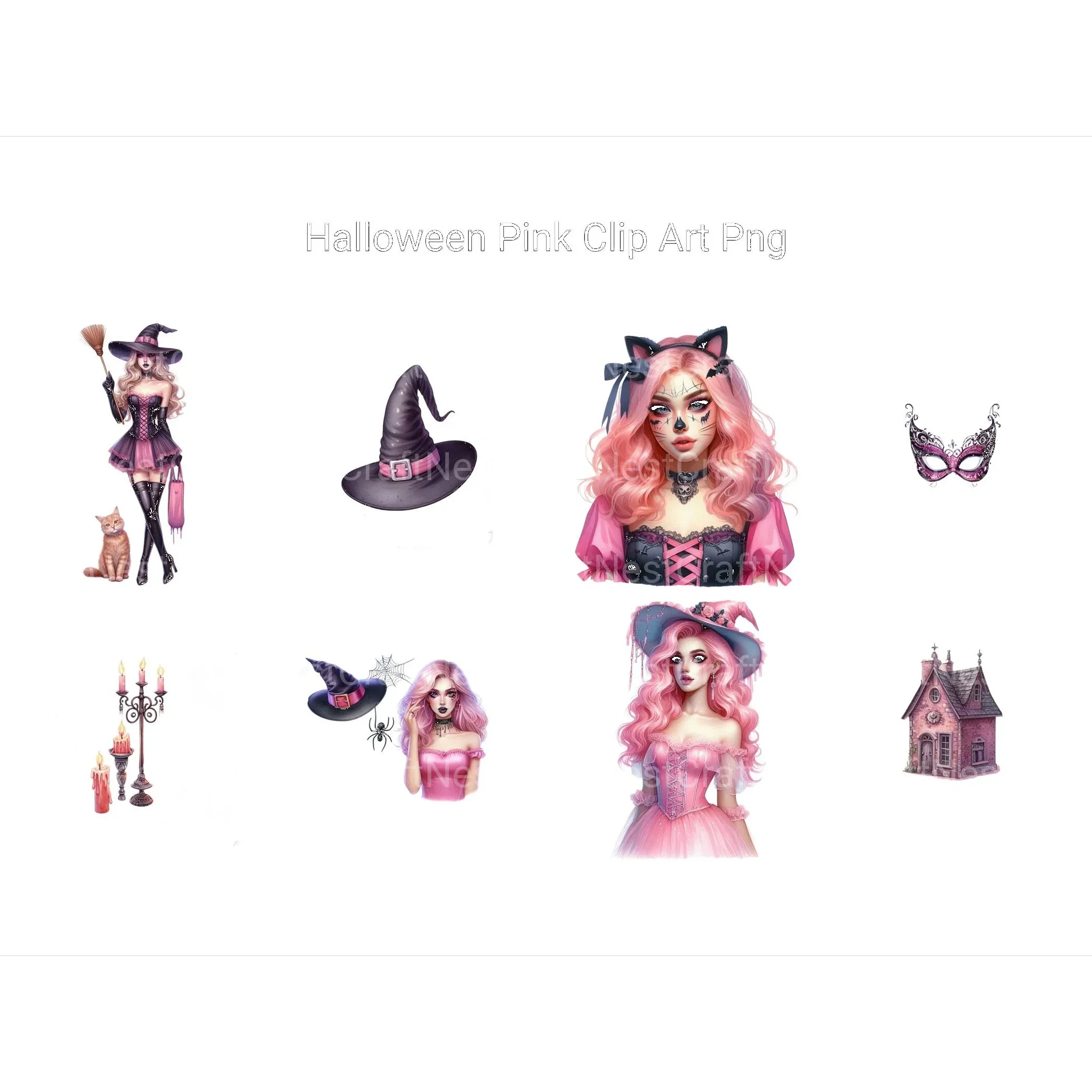 Pink Halloween Clipart - CraftNest - Digital Crafting and Art