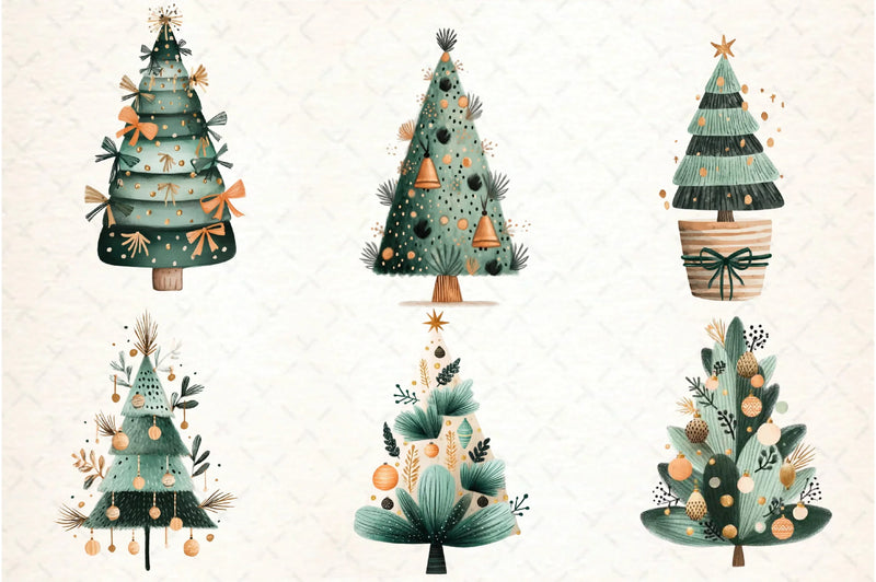 Hand Drawn Christmas Tree Clipart Bundle - CraftNest - Digital Crafting and Art