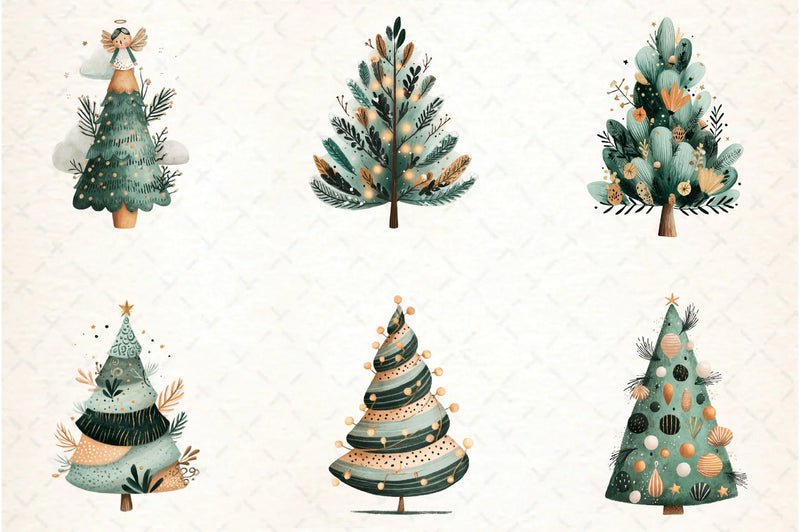 Hand Drawn Christmas Tree Clipart Bundle - CraftNest - Digital Crafting and Art