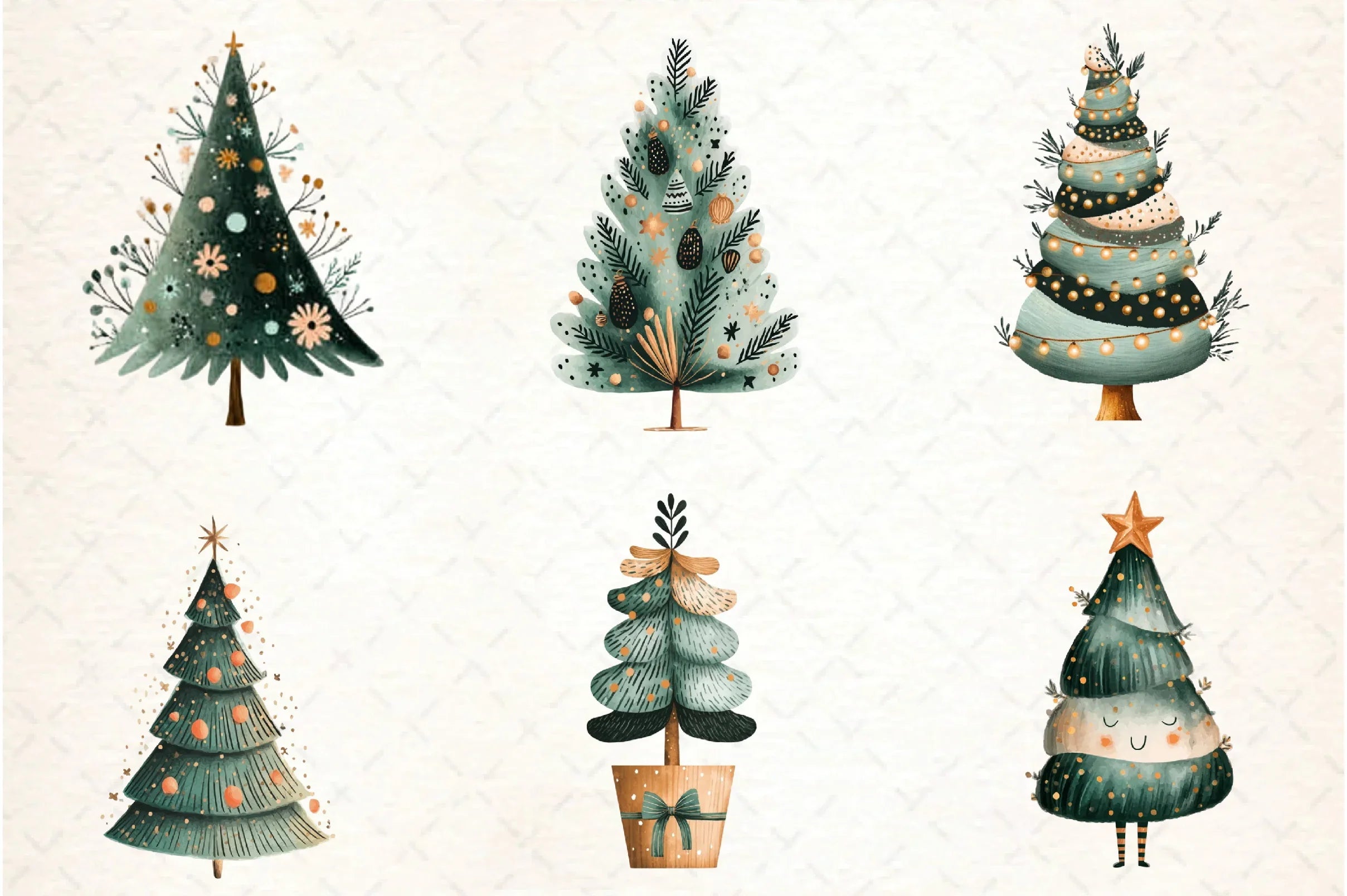 Hand Drawn Christmas Tree Clipart Bundle - CraftNest - Digital Crafting and Art