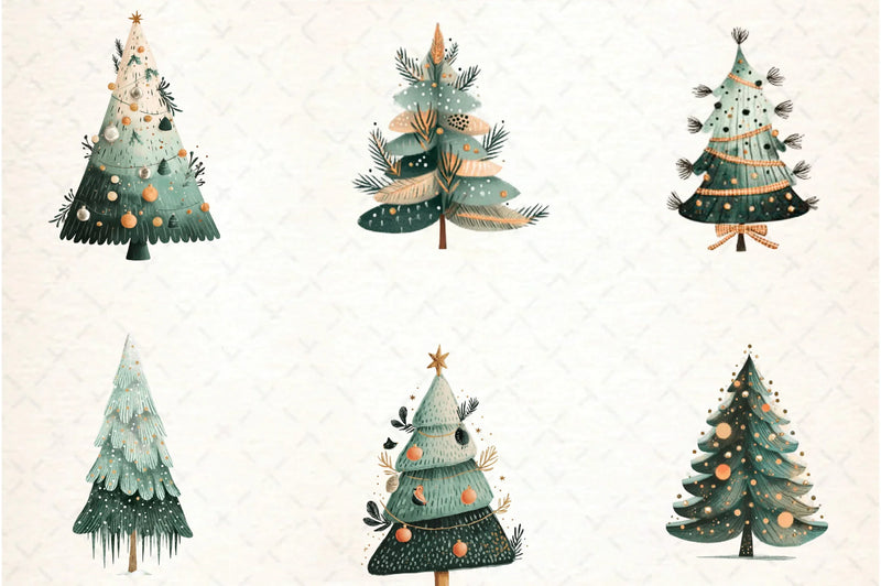 Hand Drawn Christmas Tree Clipart Bundle - CraftNest - Digital Crafting and Art