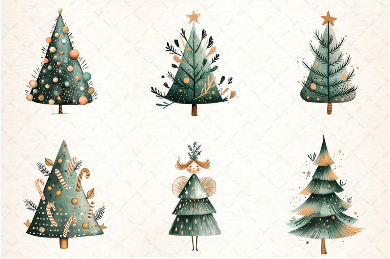 Hand Drawn Christmas Tree Clipart Bundle - CraftNest - Digital Crafting and Art
