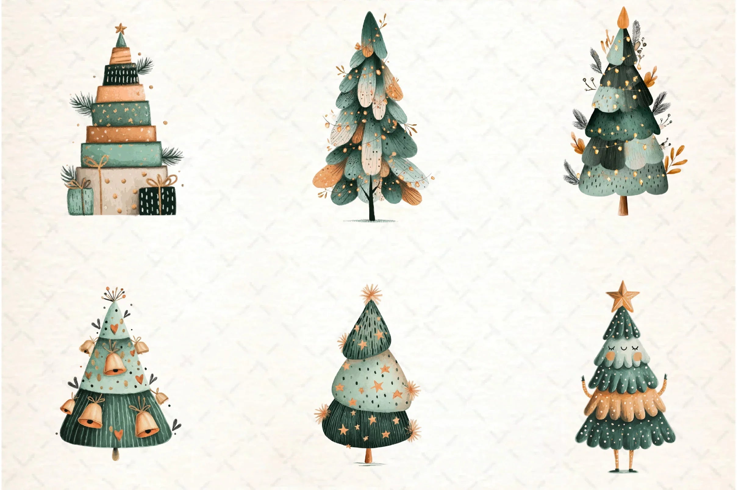 Hand Drawn Christmas Tree Clipart Bundle - CraftNest - Digital Crafting and Art