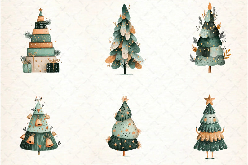Hand Drawn Christmas Tree Clipart Bundle - CraftNest - Digital Crafting and Art