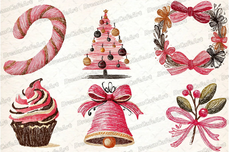 Hand Drawn Christmas Doodles Clipart Bundle - CraftNest - Digital Crafting and Art