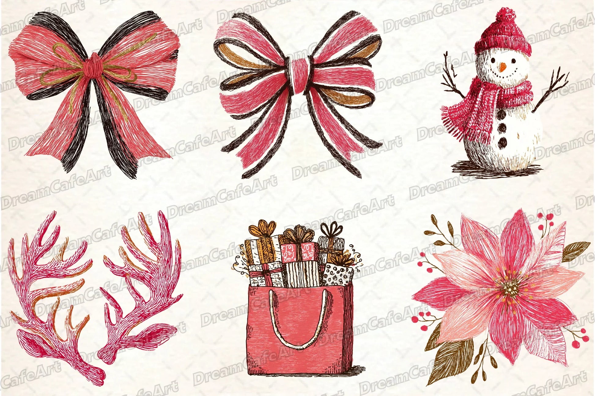 Hand Drawn Christmas Doodles Clipart Bundle - CraftNest - Digital Crafting and Art