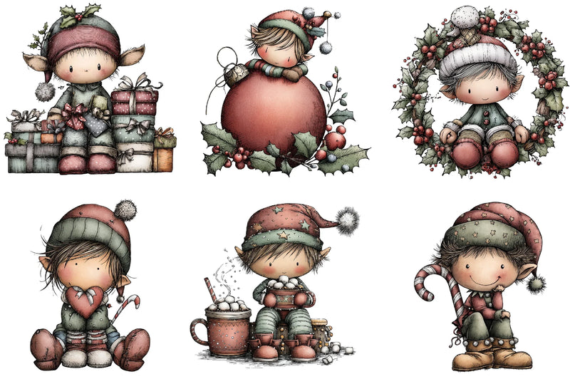 Hand Painted Elf Clipart Bundle - CraftNest - Digital Crafting and Art