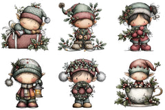 Hand Painted Elf Clipart Bundle - CraftNest - Digital Crafting and Art