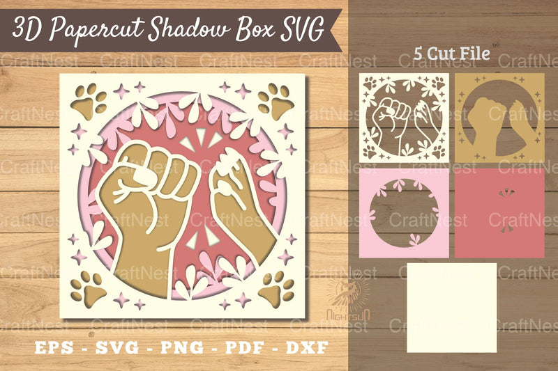 3D Papercut Shadow Box Hand Paw Clipart Bundle - CraftNest - Digital Crafting and Art