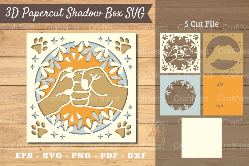 3D Hand Paw Papercut Shadow Box Clipart Bundle - CraftNest - Digital Crafting and Art