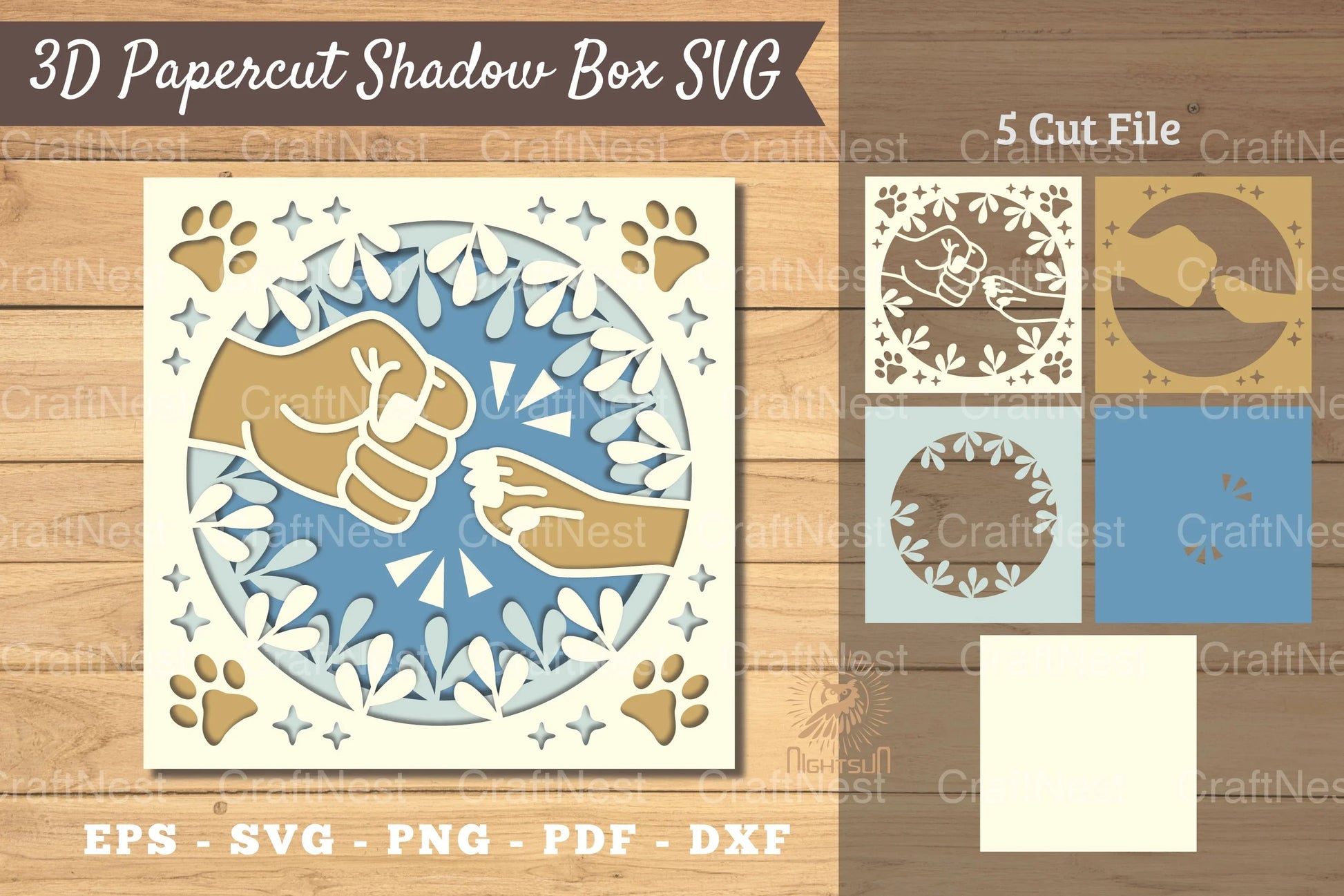 3D Hand Paw Papercut Shadow Box Clipart Bundle - CraftNest - Digital Crafting and Art