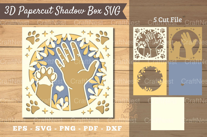 3D Hand Paw Papercut Shadow Box Clipart Bundle - CraftNest - Digital Crafting and Art