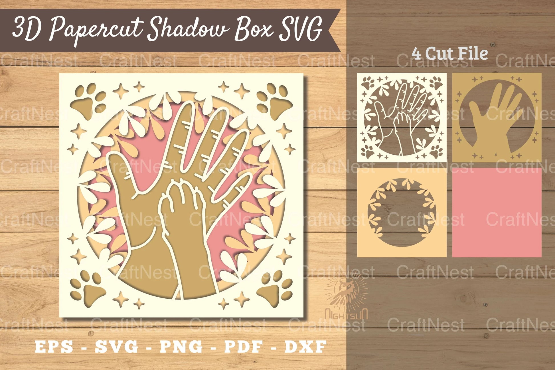 3D Hand Paw Papercut Shadow Box Clipart Bundle - CraftNest - Digital Crafting and Art