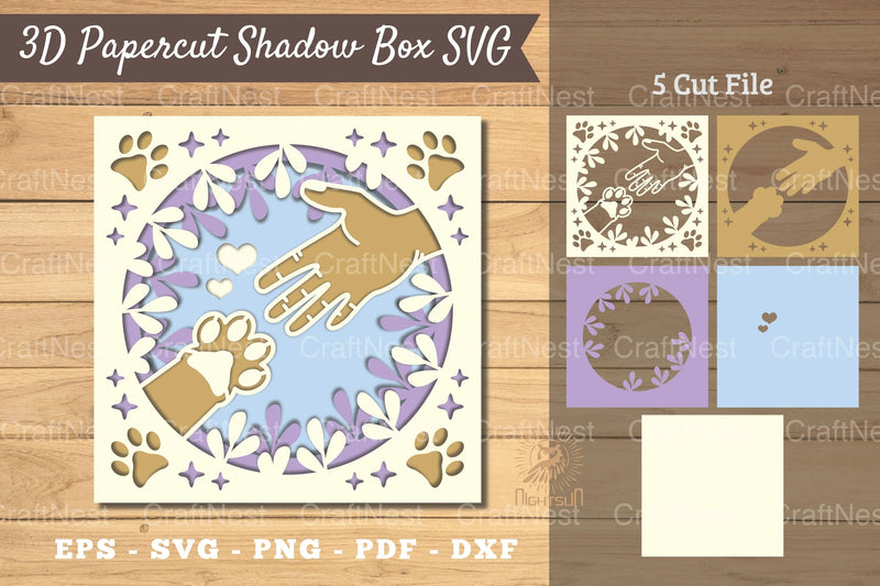 Hand Paw 3D Papercut Shadow Box Clipart Bundle - CraftNest - Digital Crafting and Art
