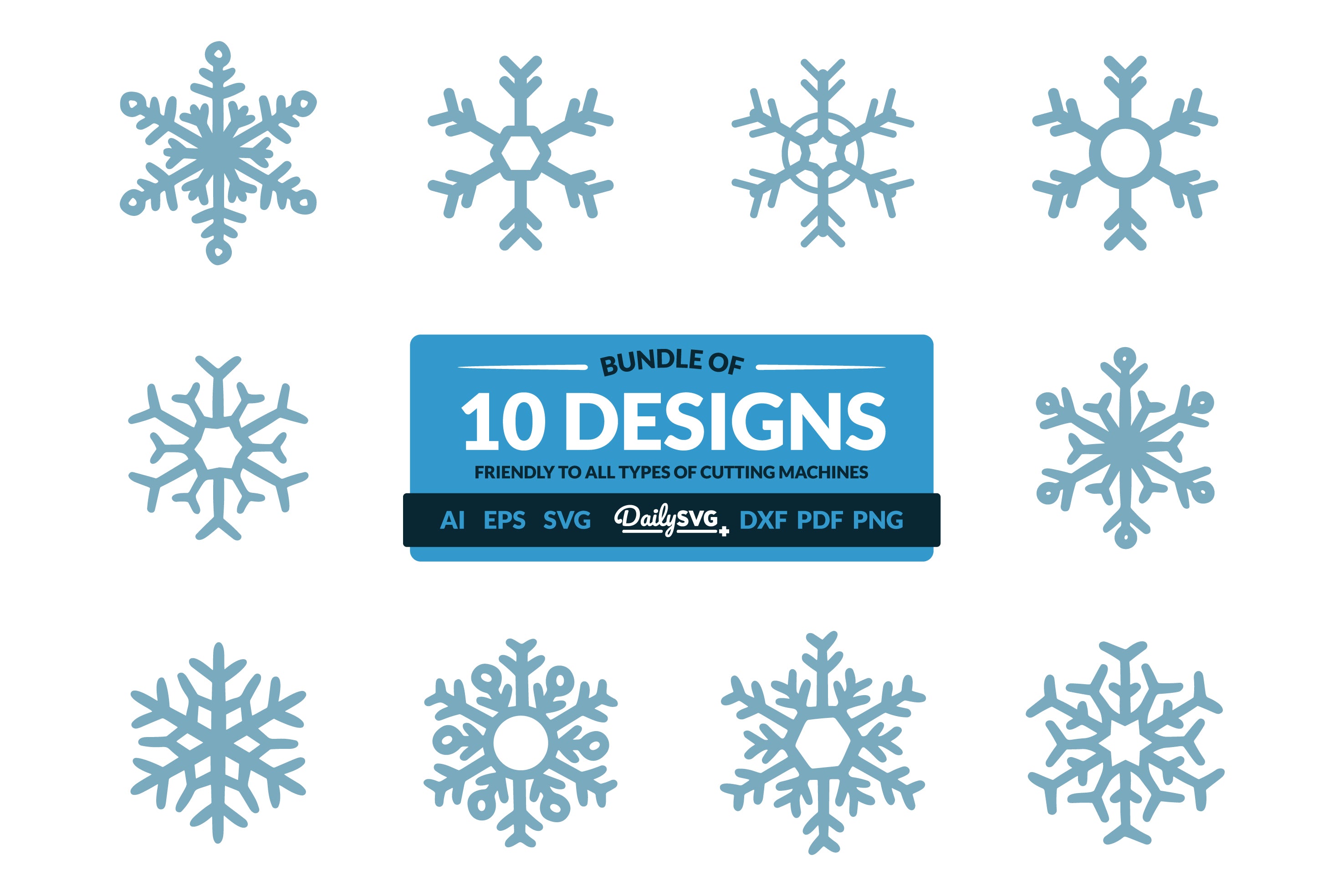 Hand-Drawn Snowflake Clipart Daily SVG Bundles