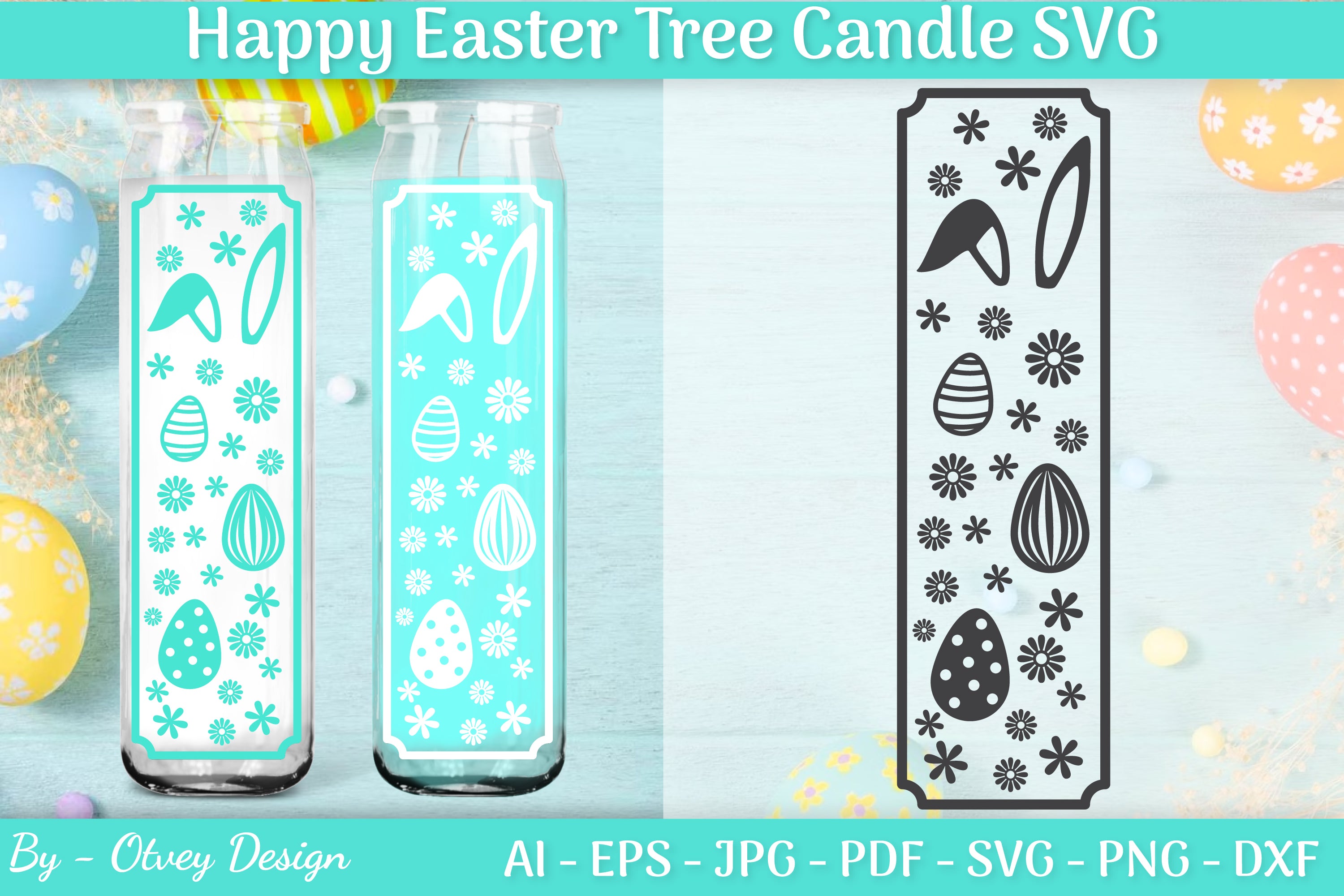 Happy Easter Candle Tree SVG Bundle 8 - CraftNest - Digital Crafting and Art