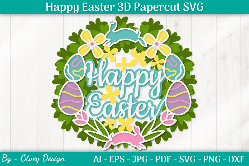 Happy Easter Papercut SVG Bundle 4 - CraftNest - Digital Crafting and Art