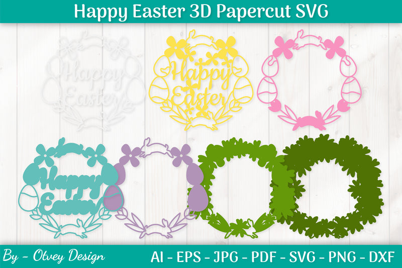 Happy Easter Papercut SVG Bundle 4 - CraftNest - Digital Crafting and Art