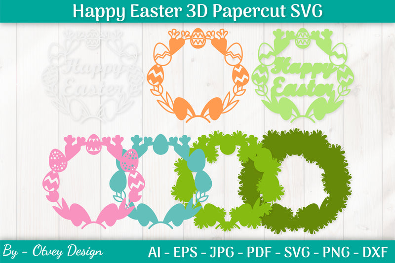 Happy Easter Papercut SVG Bundle 6 - CraftNest - Digital Crafting and Art
