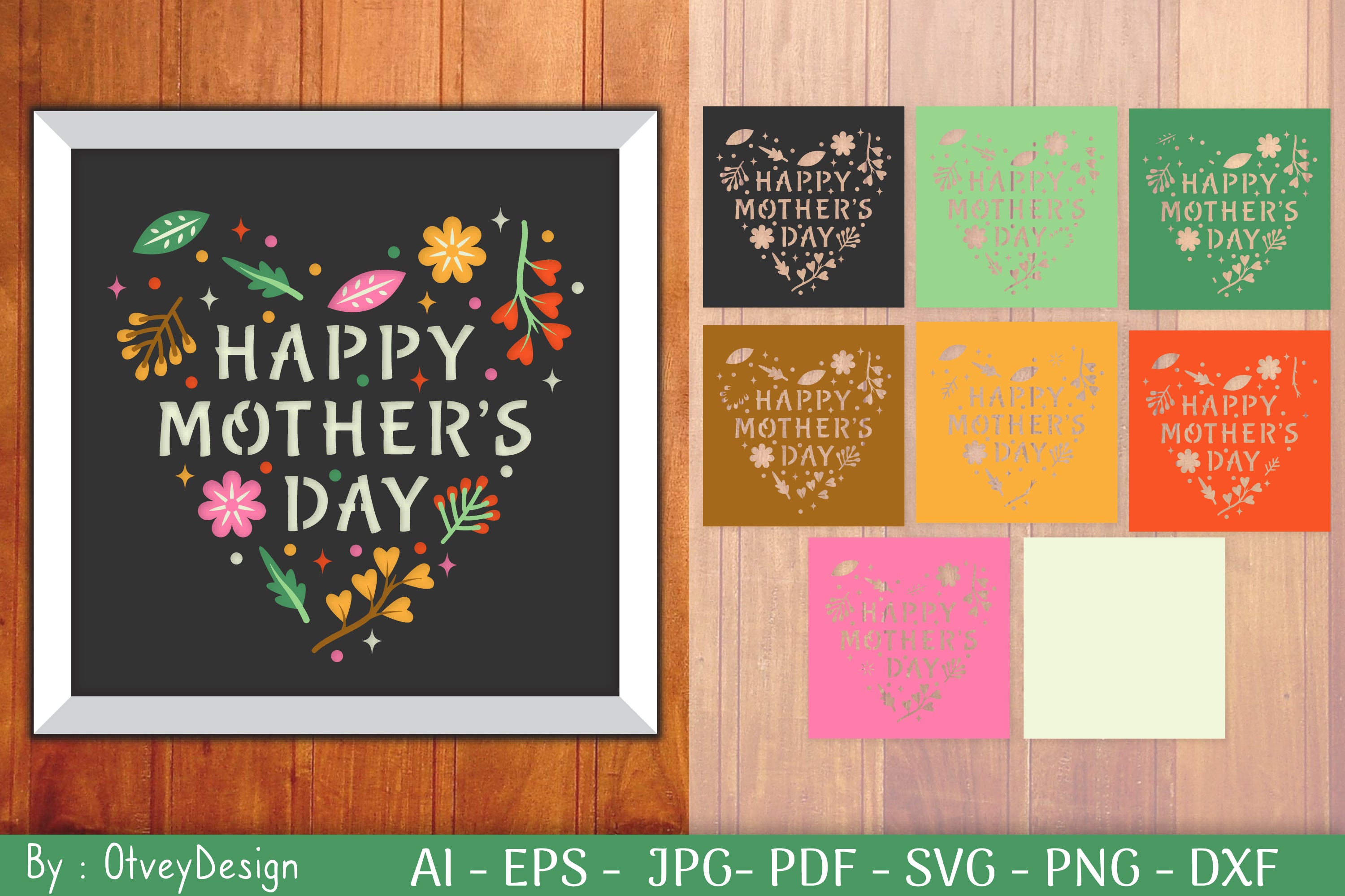 Happy Mother's Day Shadow Box Layered Papercut SVG Bundle