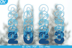 Happy New Year Snowflake 3D Layered SVG Bundle - CraftNest - Digital Crafting and Art