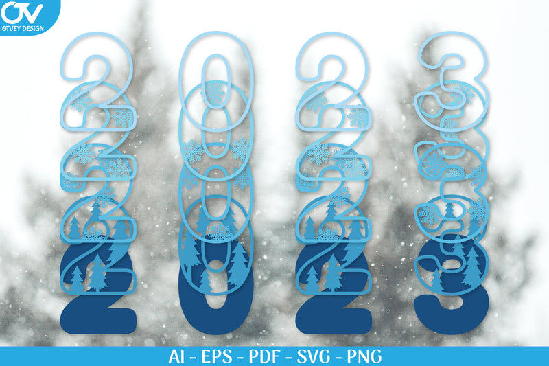 Happy New Year Snowflake 3D Layered SVG Bundle - CraftNest - Digital Crafting and Art